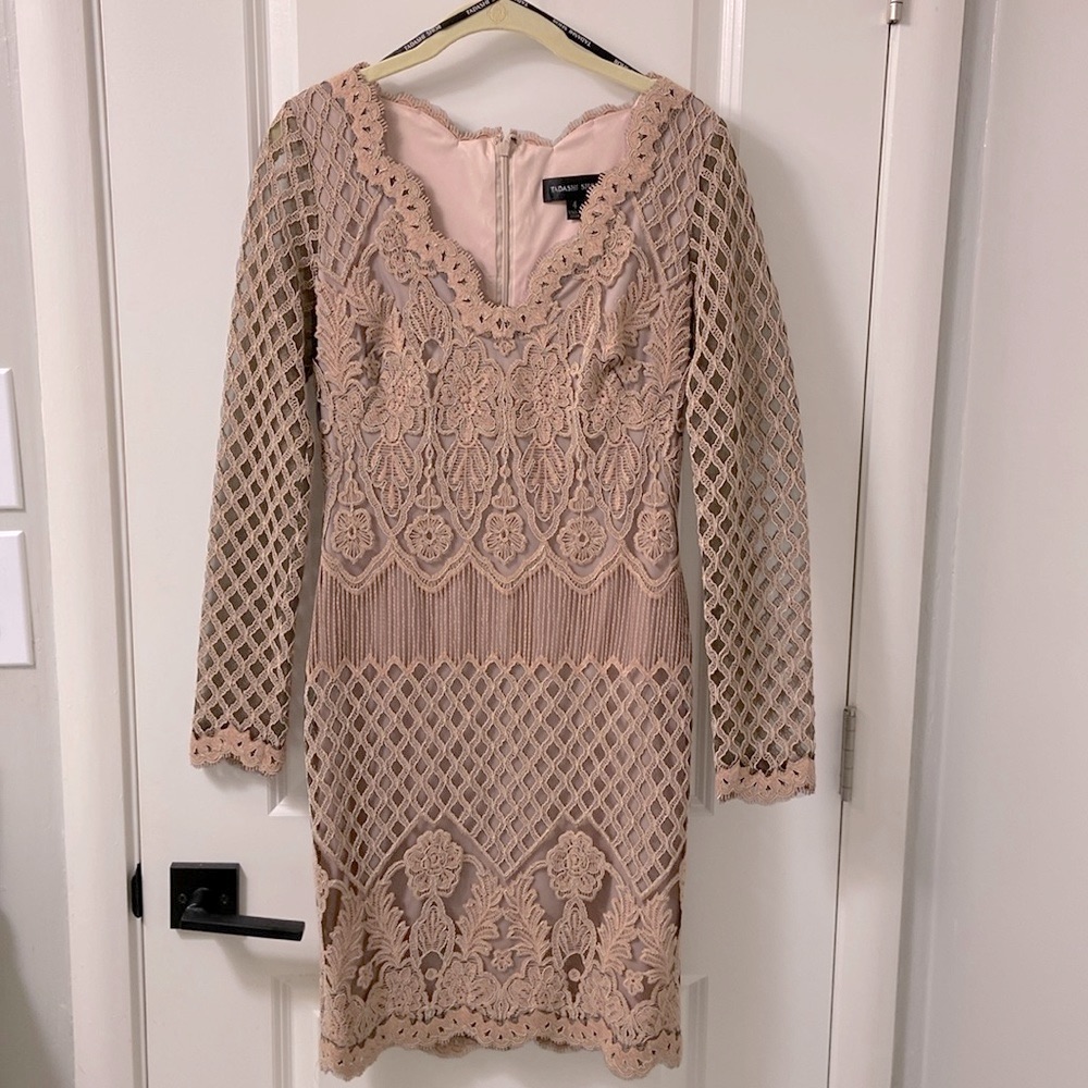 Tadashi Shoji Pink Nude Embroidered Dress